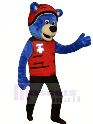 Bleu Ours avec rouge Chapeau Mascotte Les costumes Animal