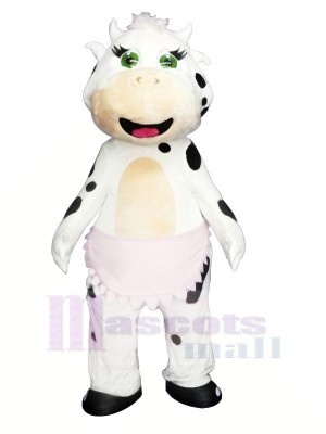 Mignonne blanc Vache Mascotte Les costumes Animal