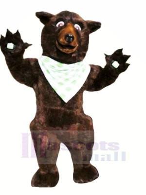 marron Ours avec blanc Soie Écharpes Mascotte Les costumes Animal