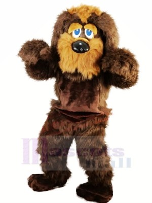 marron Longue Fourrure Chien Mascotte Les costumes Animal