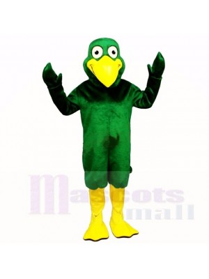 Souriant vert Oiseau Mascotte Les costumes Dessin animé