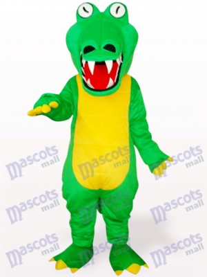 Crocodile vert avec costume de mascotte adulte animal de grande bouche