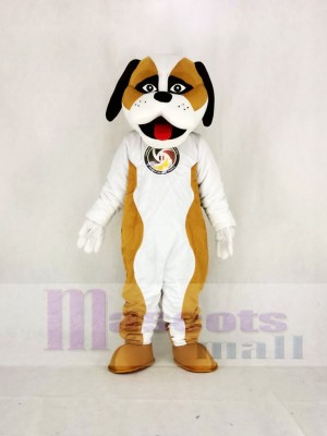 Marron Et blanc Saint-Bernard Chien Mascotte Costume Dessin animé