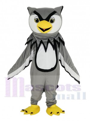 gris Hibou avec Jaune Le bec Mascotte Costume Oiseau