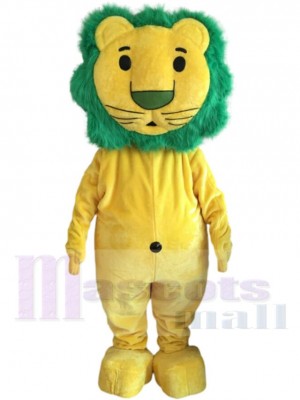 Lion jaune Mascotte Costume Animal avec crinière verte