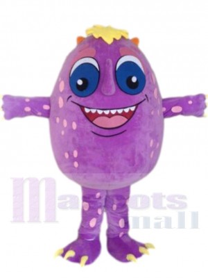 Oeuf violet heureux Mascotte Costume Dessin animé
