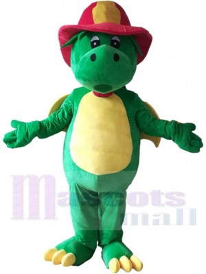 Dragon Grisu Mascotte Costume Animal porter un casque de pompier