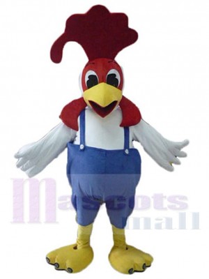 Poulet blanc Big Red Crest Mascotte Costume Animal