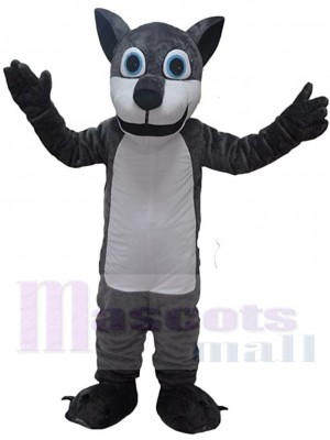 Loup gris au ventre blanc Mascotte Costume Animal