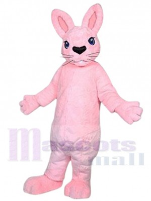 Lapin rose Mascotte Costume avec Nez Noir Animal