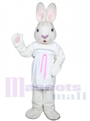 Mme White Bunny costume de mascotte