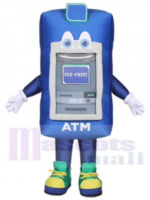 Distributeur automatique de billets bleu Mascotte Costume Dessin animé