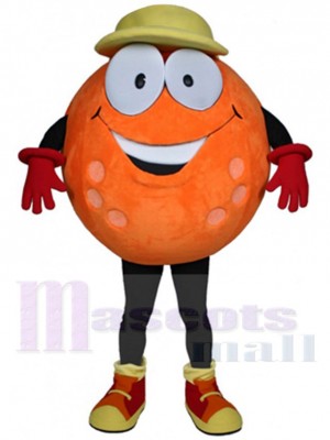 Balle de golf orange Mascotte Costume Dessin animé