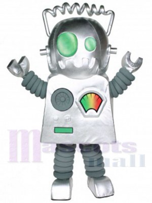 Robot JarGon d'Argent Mascotte Costume Dessin animé