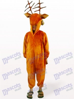 Costume de mascotte d'animal de visage de cerfs ouverts de café