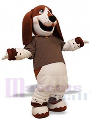 Chien marron et blanc Mascotte Costume Pour les têtes de mascotte adultes