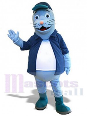 Sceau bleu amical Mascotte Costume Animal