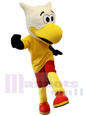 Aigle à tête blanche Mascotte Costume en maillot jaune et rouge Animal