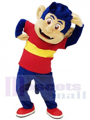 Heureux singe bleu Mascotte Costume Animal