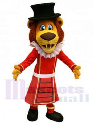 Noble Lion Mascotte Costume Animal en tenue rouge