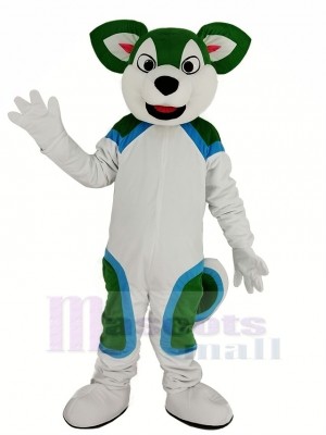 Vert et blanc Rauque Chien Fursuit Mascotte Costume Animal
