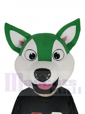 Chien Husky Blanc et Vert Costume de mascotte Tête seulement