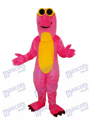 Dinosaure rose avec des lunettes mascotte Costume adulte Animal