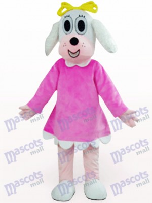 Femme chien en costume fuchsia Costume de mascotte