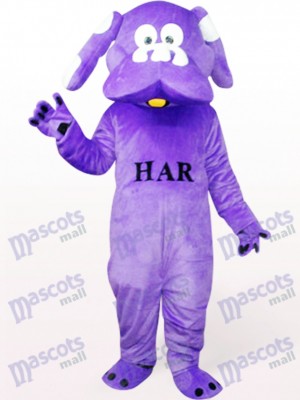 Chien en costume de mascotte animal violet