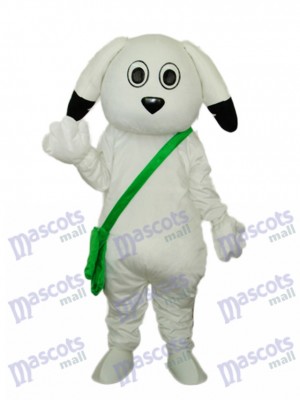 Costume adulte de mascotte de chien blanc de vert de sac