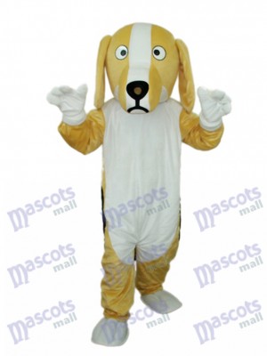 Costume adulte mascotte kaki et blanc chien