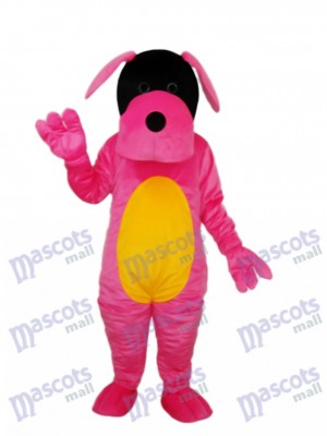 Costume adulte mascotte chien rose