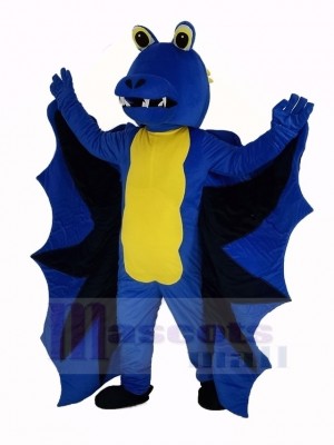 Drôle Bleu Dragon Mascotte Costume