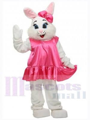 Mignon lapin de Pâques Mascotte Costume Animal en robe rose