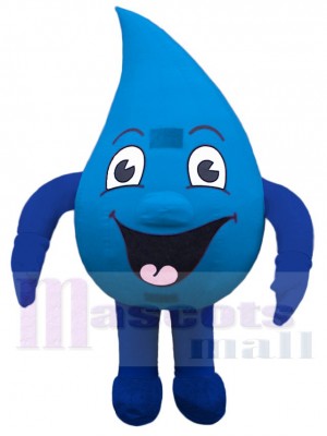 Drôle de goutte d'eau bleue Mascotte Costume Dessin animé
