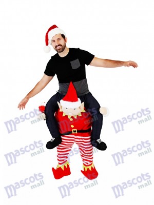Piggyback Elf Carry Me Ride sur Costume de mascotte Elfe rouge
