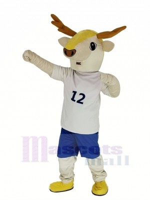 Marron Cerf dans blanc vêtements Mascotte Costume Animal