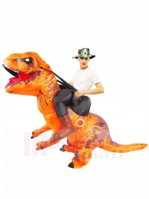 Tyrannosaurus orange T-Rex Gonflable Porte moi Ride On Costume