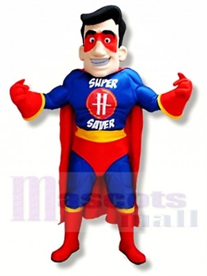Super-héros bleu et rouge Costume de mascotte