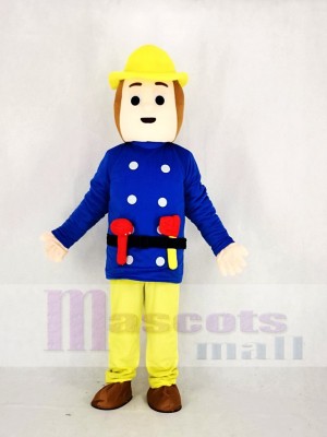 Réaliste Pompier Dans Bleu Sam Mascotte Costume Dessin animé	