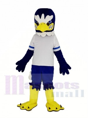 Féroce Bleu Aigle dans blanc T-shirt Mascotte Costume