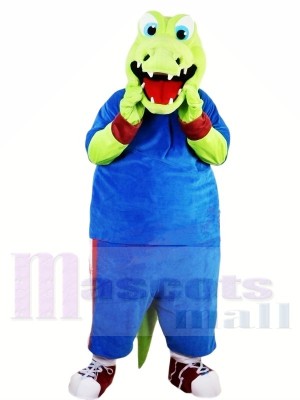 vert Alligator avec Bleu Costume Mascotte Les costumes Animal