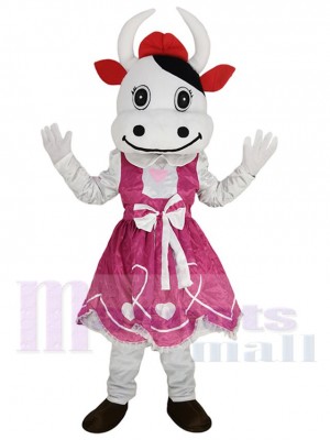 Jupe Rose Bovin Vache Mascotte Costume Pour les têtes de mascotte adultes