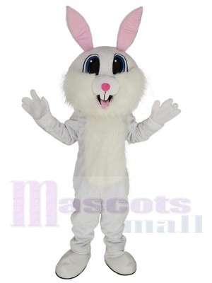 Lapin de Pâques blanc souriant Mascotte Costume Animal