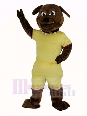 marron Bouledogue avec Jaune Manteau Mascotte Costume Animal