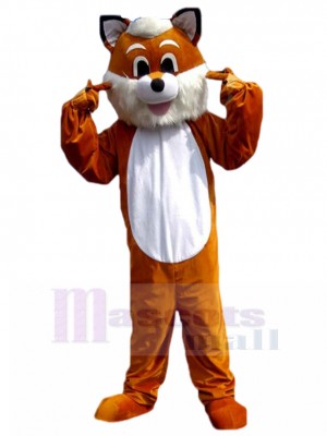 Gentiment Renard brun et blanc costume de mascotte Animal