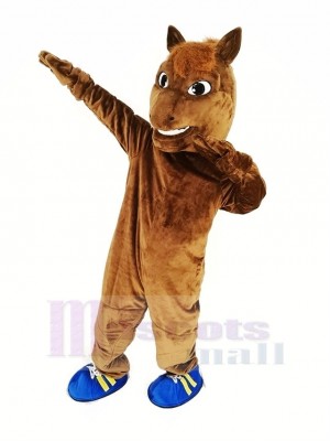marron Cheval Course Mascotte Costume