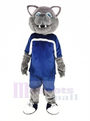 Gris Loup dans sport Costume Mascotte Costume Animal