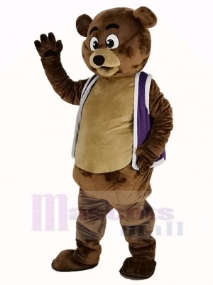 Bob Ours dans Violet Gilet Mascotte Costume Animal