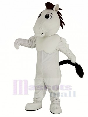 Blanc Mustang Cheval Mascotte Costume